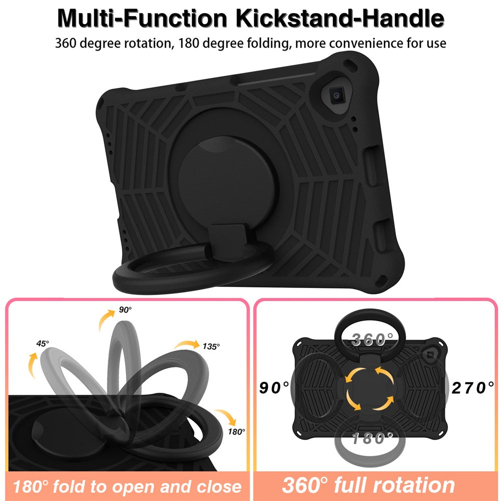 For Lenovo Tab M10 Plus / Tab M10 FHD Plus TB-X606F Spider Web Texture Rugged Protective Cover EVA Kickstand Hand Grip Kid-Proof Tablet Case with Shoulder Strap