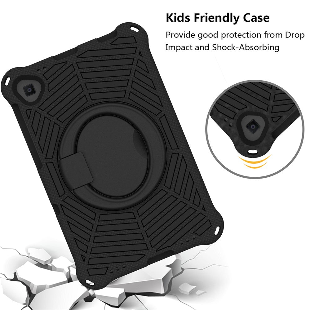 For Lenovo Tab M10 Plus / Tab M10 FHD Plus TB-X606F Spider Web Texture Rugged Protective Cover EVA Kickstand Hand Grip Kid-Proof Tablet Case with Shoulder Strap