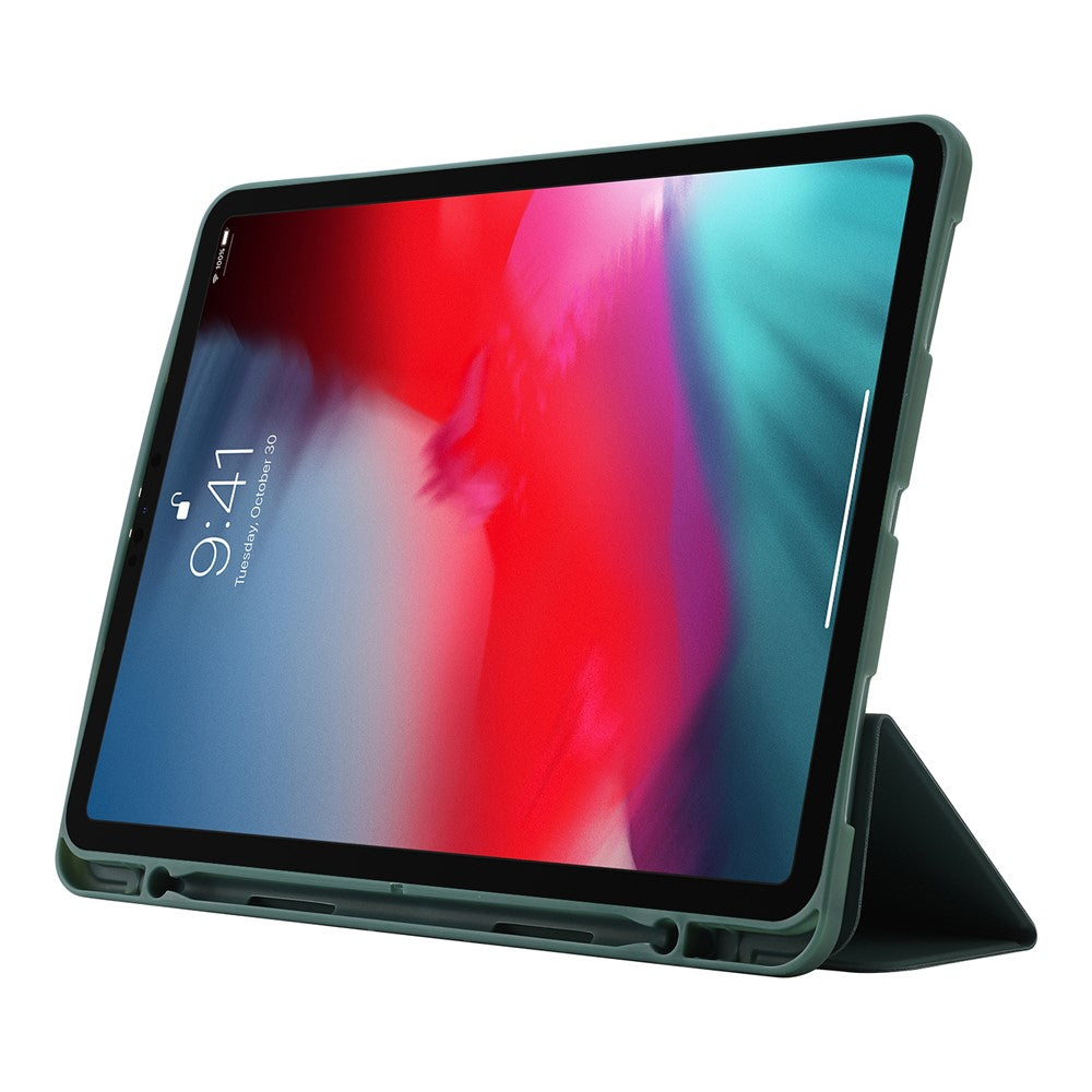 Til iPad Pro 11 (2022) / (2021) / (2020) / (2018) Tri-fold stander, hudvenligt PU-læder tabletcover, stødsikkert med automatisk tænd/sluk-funktion og penneholder