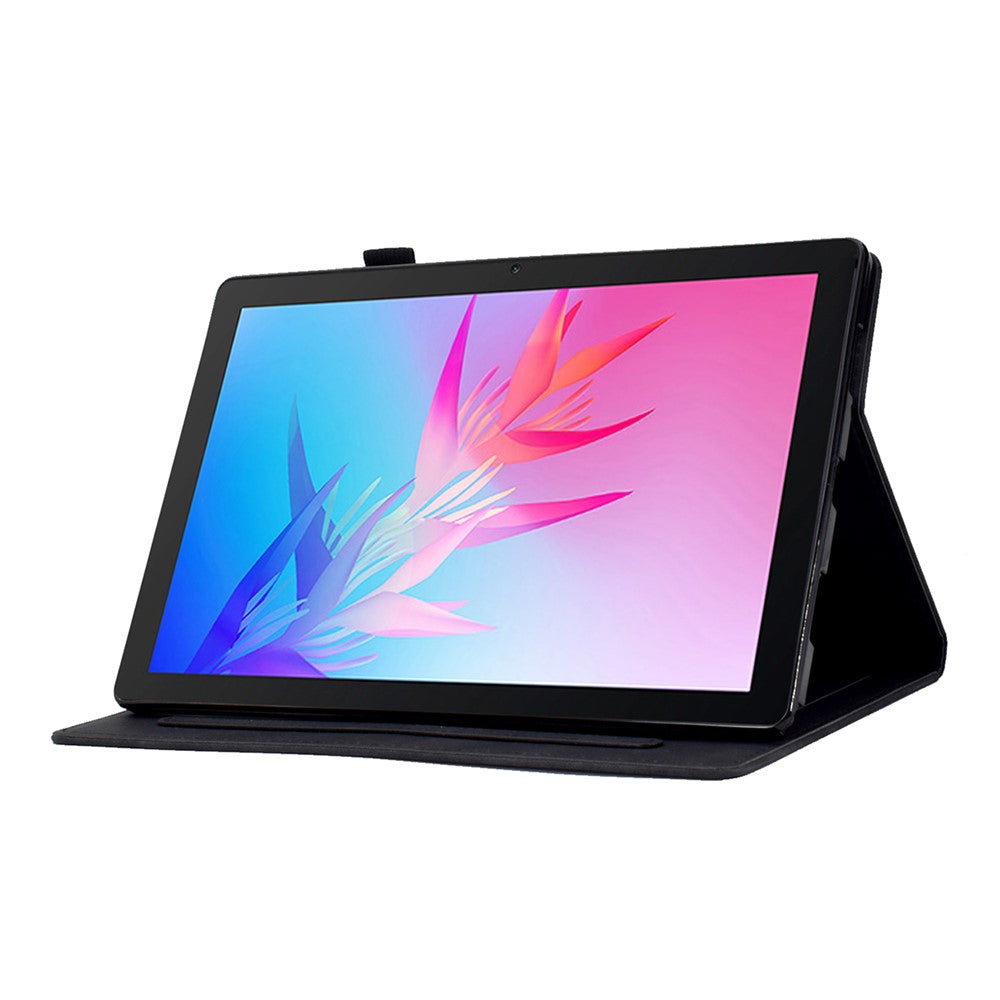Tabletcover til Huawei Enjoy Tablet 2 / MatePad T 10 9,7 tommer / T 10S 10,1 tommer / Honor Pad 6 10,1 tommer / Pad X6 9,7 tommer med sommerfugleblomstermønster, PU-læder, stativ og kortholder