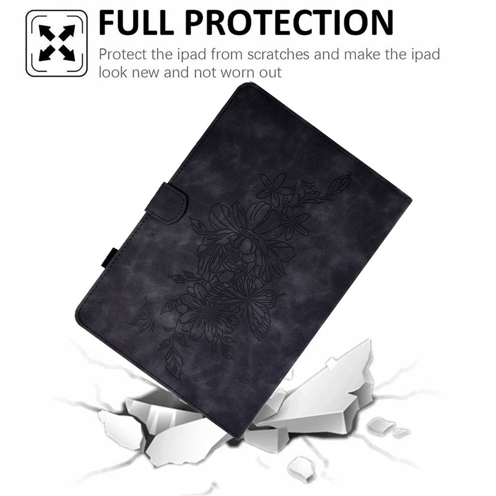 For Lenovo Tab M10 Plus TB-X606F Butterfly Flower Pattern Imprinted PU Leather Folio Case Stitching Line Card Holder Stand Smart Tablet Cover