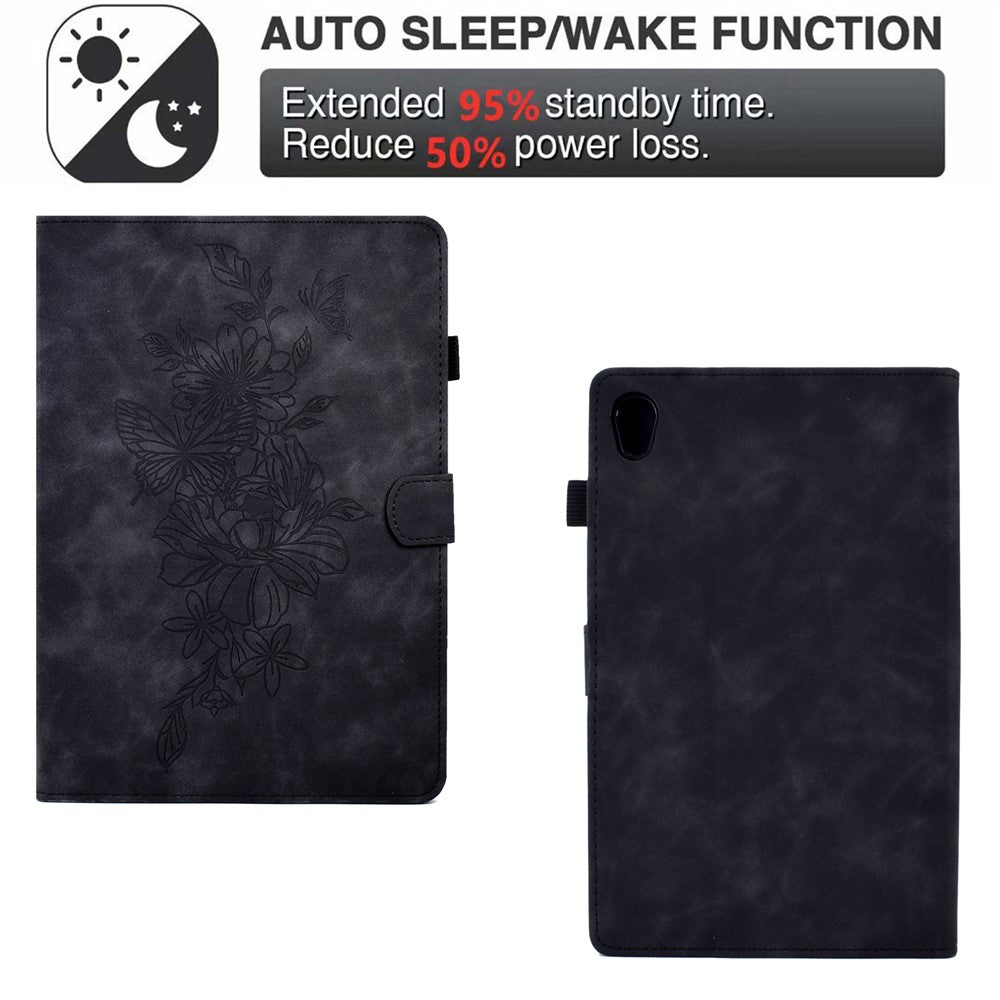 For Lenovo Tab M10 HD Gen 2 (X306X) Drop-proof PU Leather Tablet Case Stand with Card Slots Butterfly Flower Pattern Imprinted Auto Sleep / Wake Cover