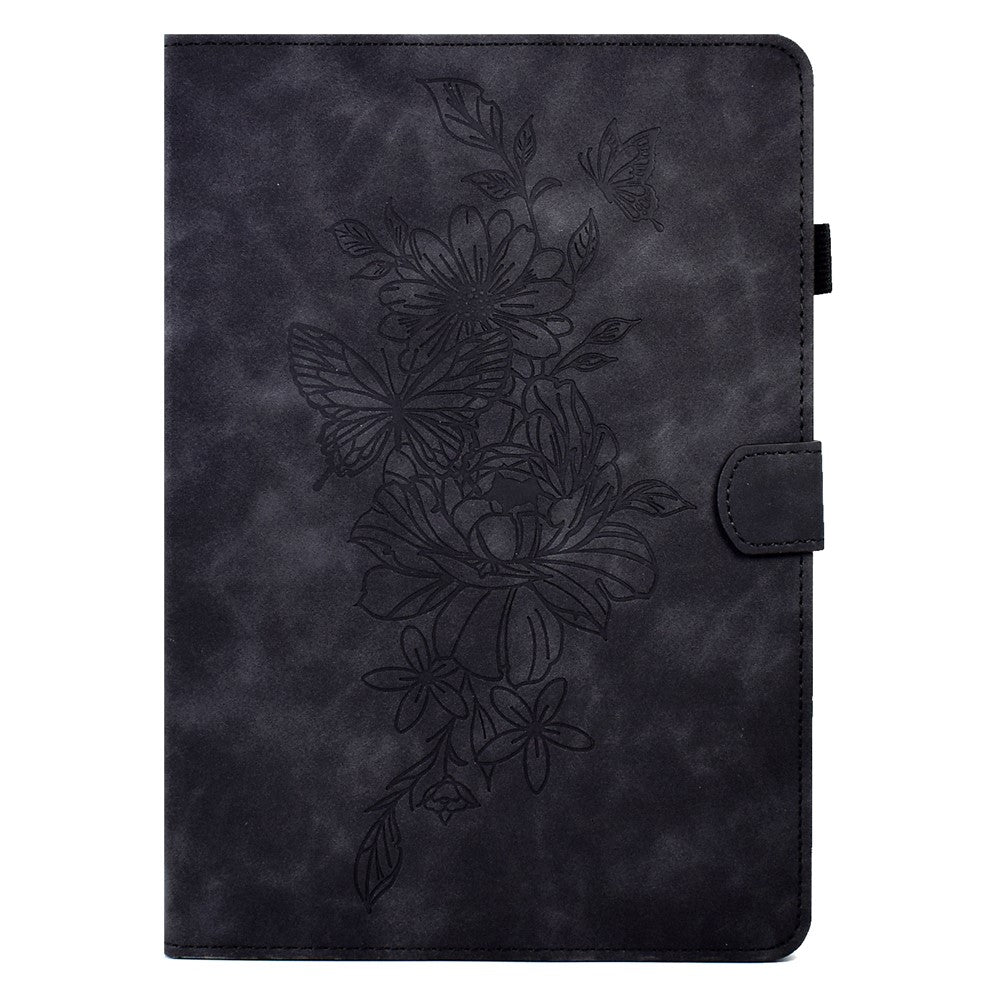 For Lenovo Tab P11 / J606F Butterfly Flower Pattern Imprinted PU Leather Stitching Line  Smart Tablet Cover with Card Holder Stand Shockproof Case