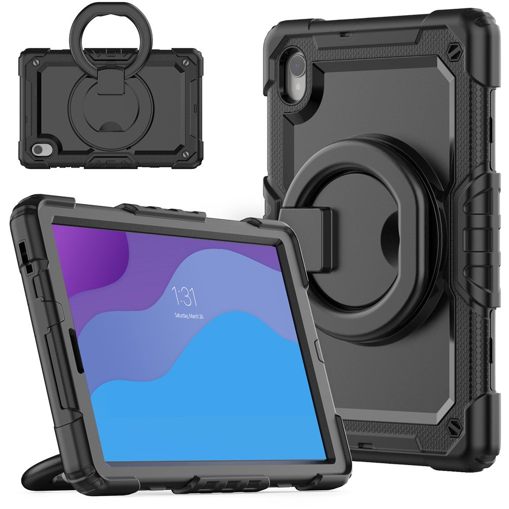 Lenovo Tab M10 HD Gen 2 TB-306X(F) 10,1 tums surfplatta, fodral med 360 graders roterande stöd, PC + silikonskydd med axelrem