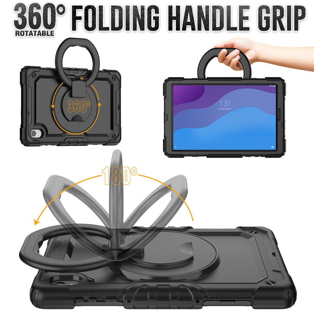 Lenovo Tab M10 HD Gen 2 TB-306X(F) 10,1 tums surfplatta, fodral med 360 graders roterande stöd, PC + silikonskydd med axelrem
