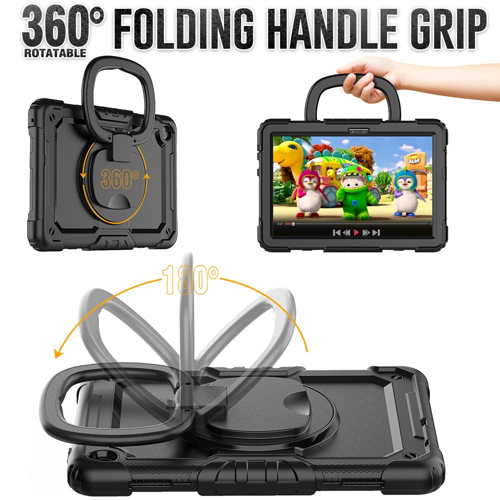 For Lenovo Tab M10 (Gen 3) TB-328FU / TB-328XU PC + Silicone Tablet Cover 360-Degree Rotating Kickstand Anti-drop Case with Shoulder Strap