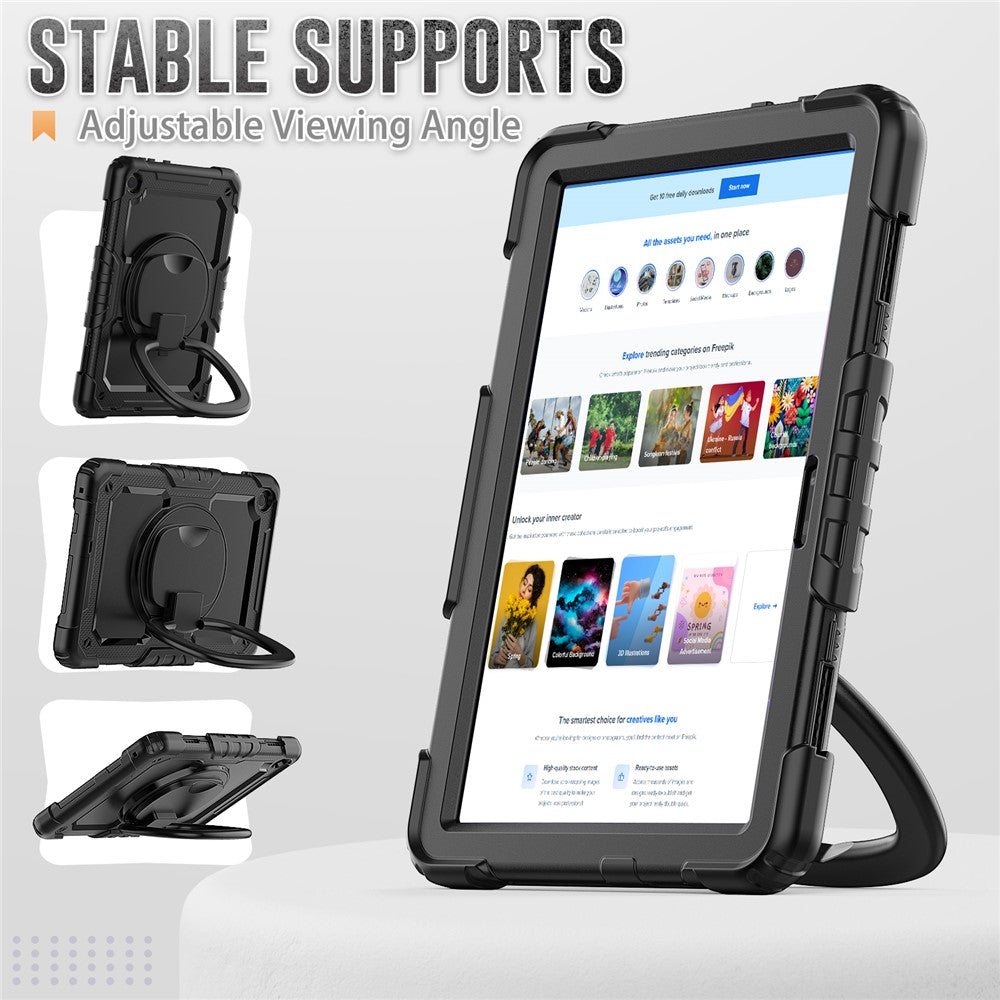 For Lenovo Tab M10 (Gen 3) TB-328FU / TB-328XU PC + Silicone Tablet Cover 360-Degree Rotating Kickstand Anti-drop Case with Shoulder Strap