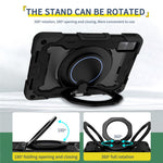 For Xiaomi Redmi Pad 10.6-inch Shock-absorbing Silicone+PC Protective Case Rotating Handle-Kickstand Tablet Cover with Pencil Holder and Shoulder Strap