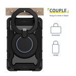 For Xiaomi Redmi Pad 10.6-inch Shock-absorbing Silicone+PC Protective Case Rotating Handle-Kickstand Tablet Cover with Pencil Holder and Shoulder Strap