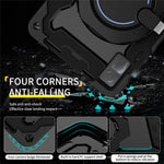 For Xiaomi Redmi Pad 10.6-inch Shock-absorbing Silicone+PC Protective Case Rotating Handle-Kickstand Tablet Cover with Pencil Holder and Shoulder Strap