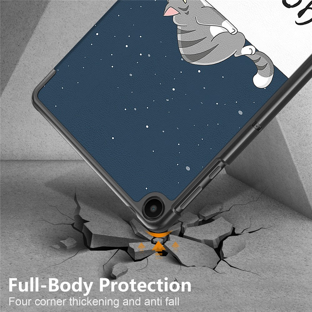 PU Leather Case for Huawei MatePad SE 10.4-inch, Pattern Printing Tri-fold Stand Tablet Cover