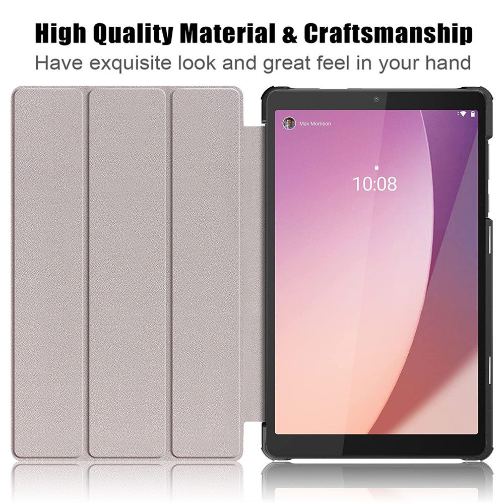 For Lenovo Tab M8 (4th Gen) 2024 TB-301XU / M8 (4th Gen) 2023 TB-300FU Tri-Fold Stand Solid Color PU Leather Tablet Cover