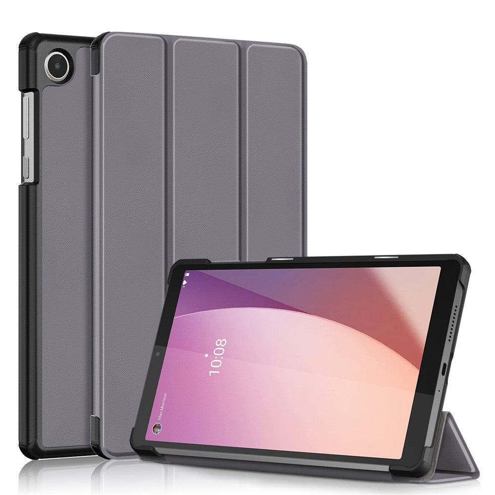 For Lenovo Tab M8 (4th Gen) 2024 TB-301XU / M8 (4th Gen) 2023 TB-300FU Tri-Fold Stand Solid Color PU Leather Tablet Cover