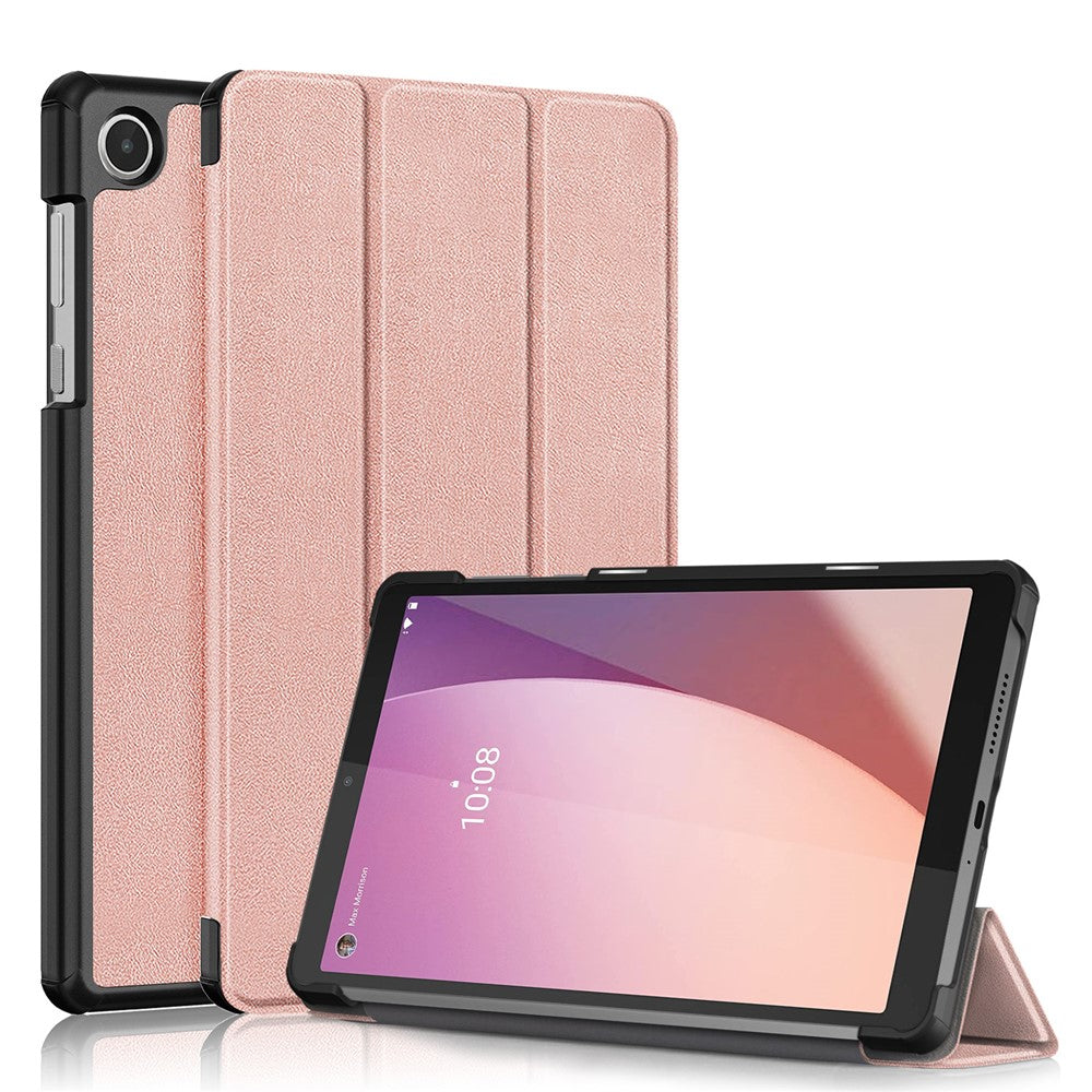 Lenovo Tab M8 (4:e generationen) 2024 TB-301XU / M8 (4:e generationen) 2023 TB-300FU Trippelvikbart stativ Enfärgat PU-läder Surfplattaskal