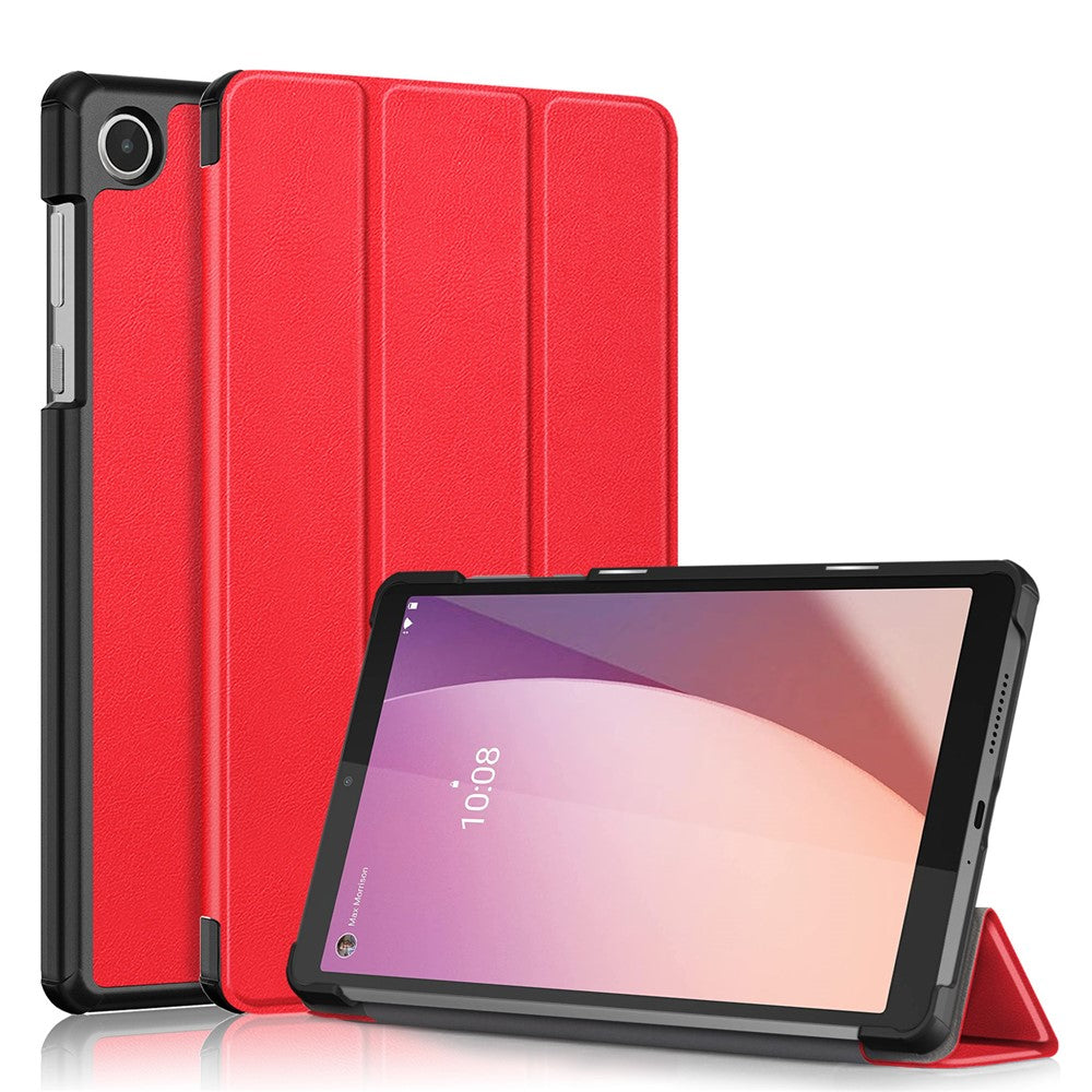 For Lenovo Tab M8 (4th Gen) 2024 TB-301XU / M8 (4th Gen) 2023 TB-300FU Tri-Fold Stand Solid Color PU Leather Tablet Cover