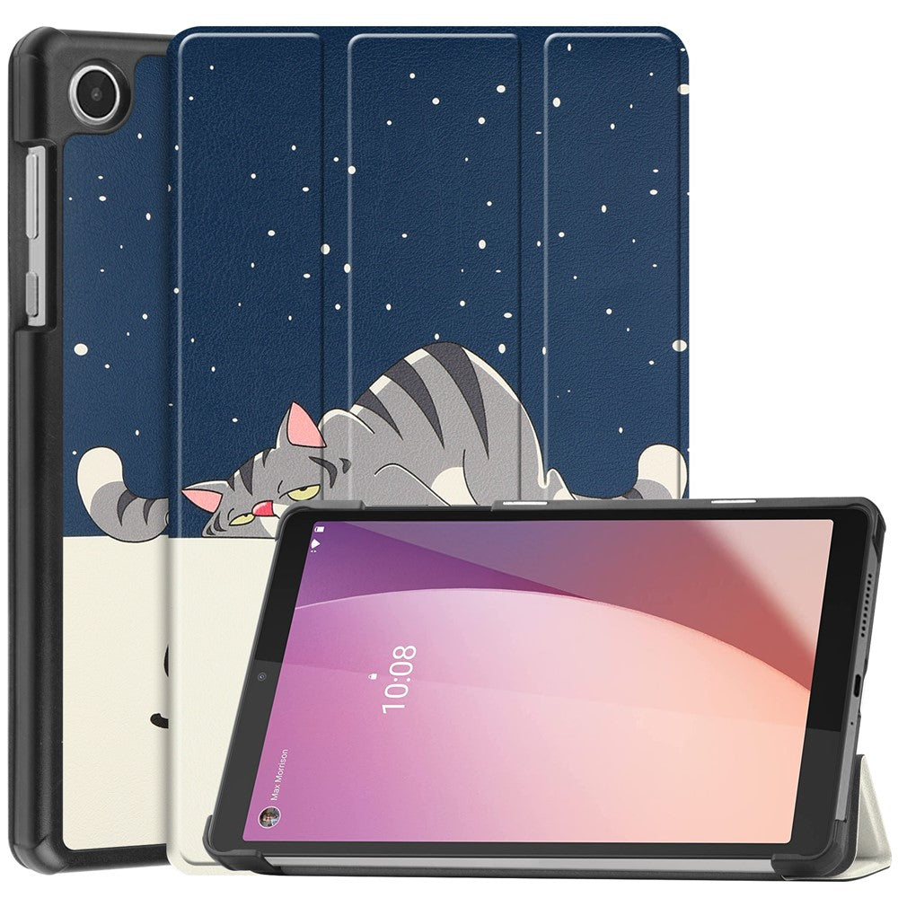 Tri-Fold Stand for Lenovo Tab M8 (4th Gen) 2024 TB-301XU / M8 (4th Gen) 2023 TB-300FU Pattern Printing PU Leather Tablet Cover