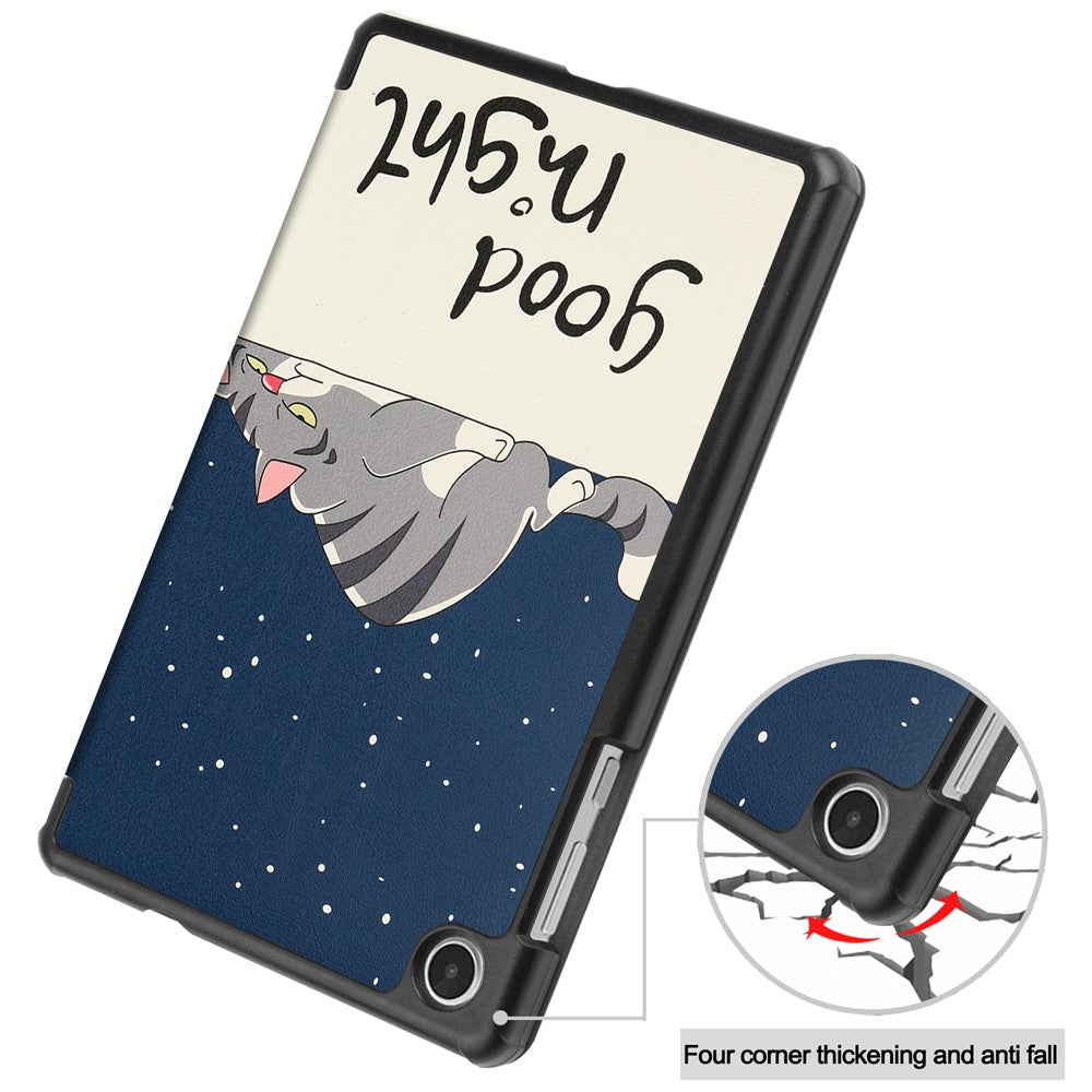 Tri-Fold Stand for Lenovo Tab M8 (4th Gen) 2024 TB-301XU / M8 (4th Gen) 2023 TB-300FU Pattern Printing PU Leather Tablet Cover