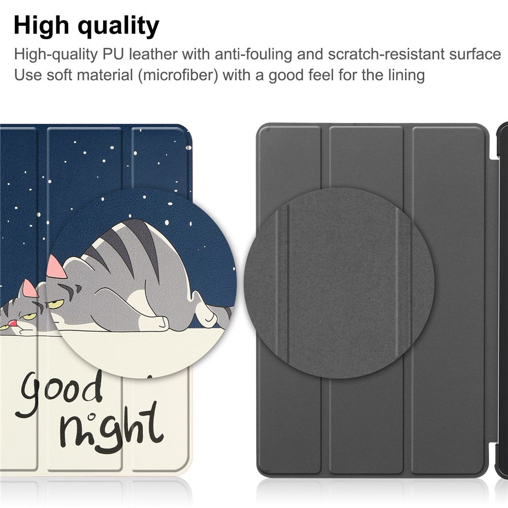 Tri-Fold Stand for Lenovo Tab M8 (4th Gen) 2024 TB-301XU / M8 (4th Gen) 2023 TB-300FU Pattern Printing PU Leather Tablet Cover