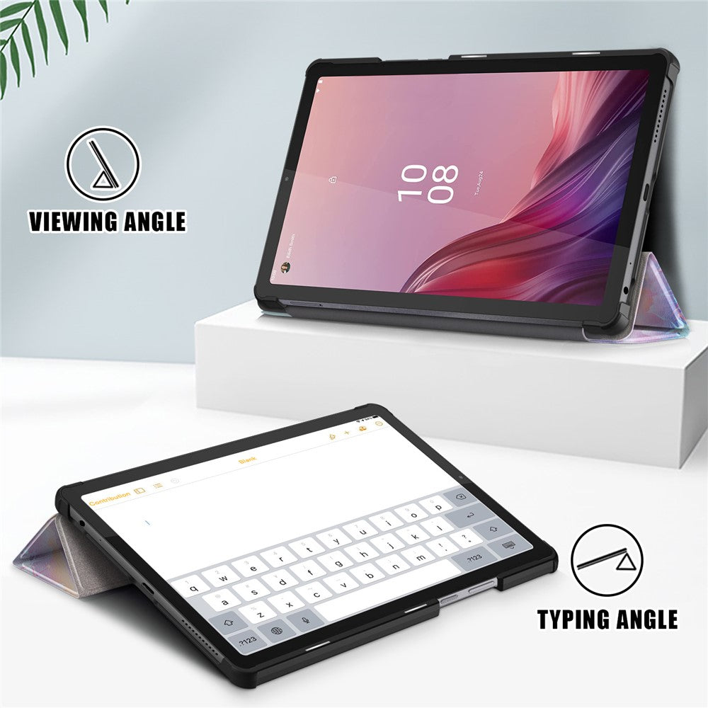 Tablet Leather Case for Lenovo Tab M9 TB-310FU , Tri-fold Stand Pattern Printing Tablet Cover with Auto Wake / Sleep
