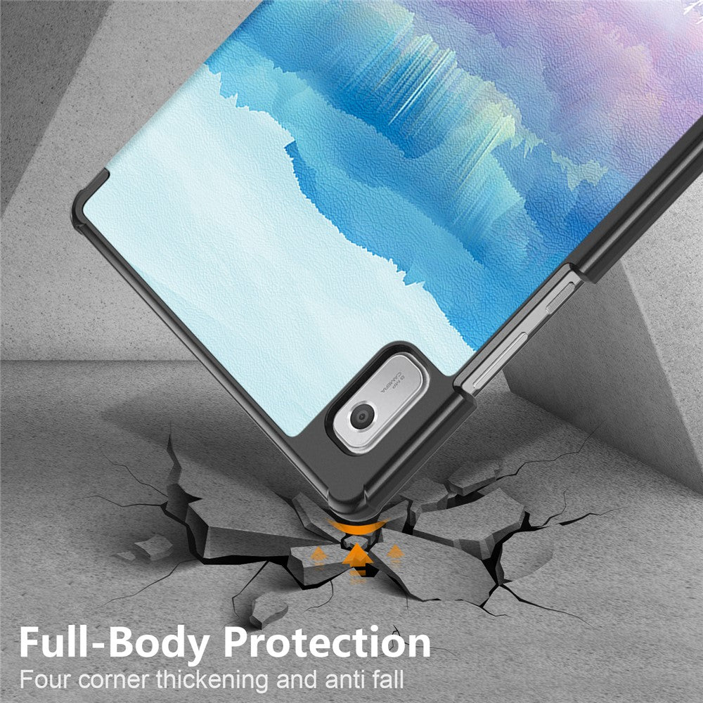 Tablet Leather Case for Lenovo Tab M9 TB-310FU , Tri-fold Stand Pattern Printing Tablet Cover with Auto Wake / Sleep