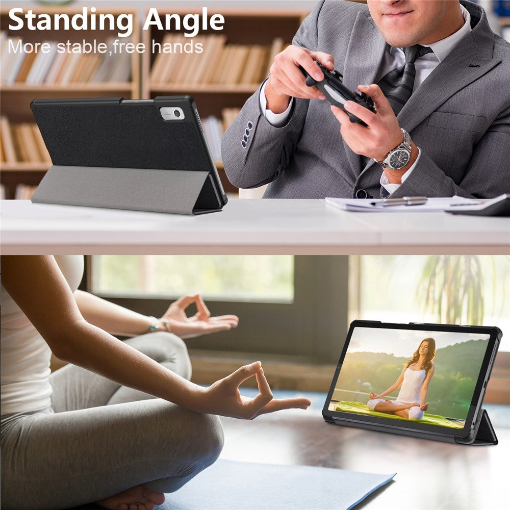 Tri-fold Stand Tablet Case for Lenovo Tab M9 TB-310FU , Auto Wake / Sleep PU Leather Tablet Cover