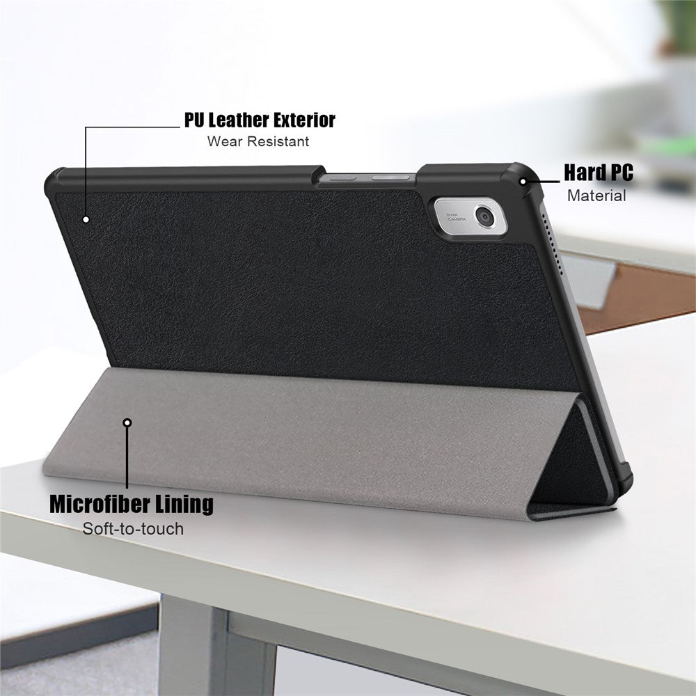 Tri-fold Stand Tablet Case for Lenovo Tab M9 TB-310FU , Auto Wake / Sleep PU Leather Tablet Cover