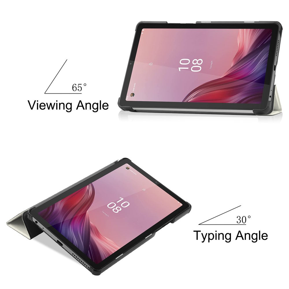 Trippelvikbart stativfodral till surfplattan för Lenovo Tab M9 TB-310FU, mönstertryck, PU-läder + PC-skyddsfodral