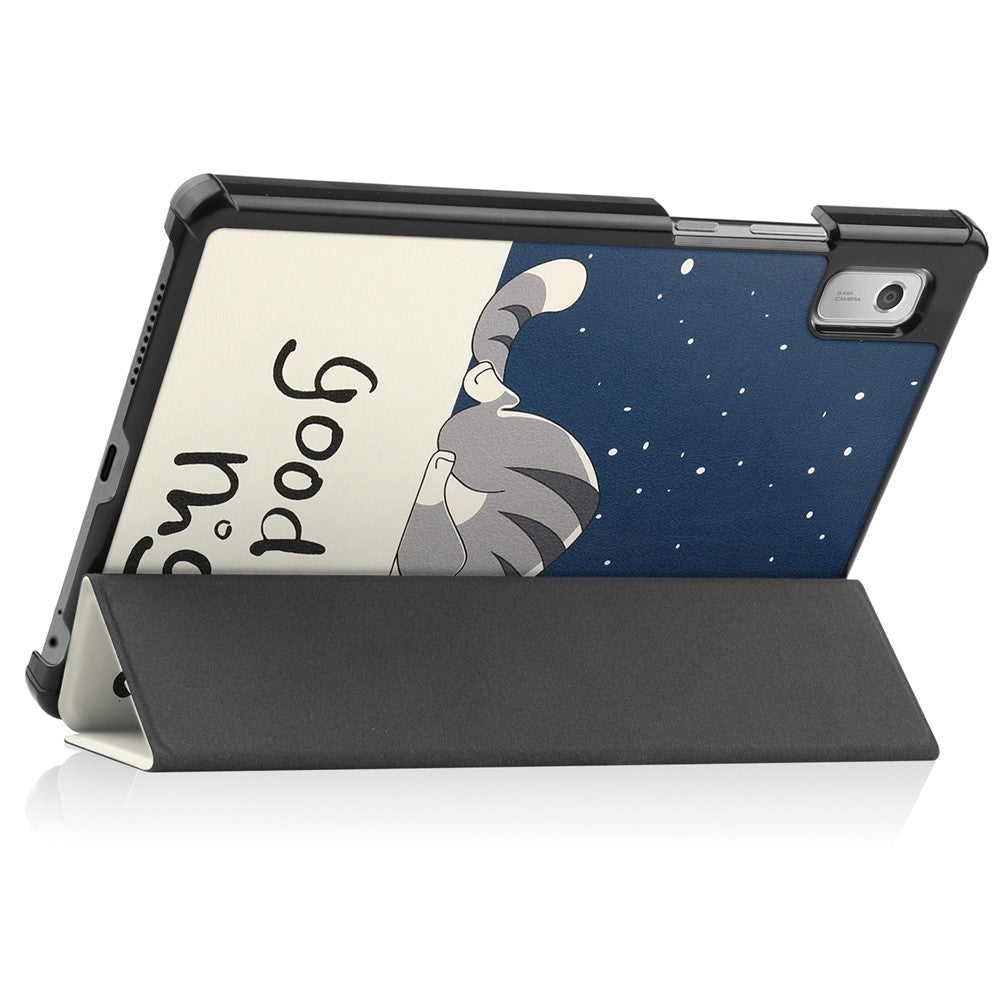 Trippelvikbart stativfodral till surfplattan för Lenovo Tab M9 TB-310FU, mönstertryck, PU-läder + PC-skyddsfodral