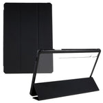 For Samsung Galaxy Tab S10+ / S9+ Skin-Touch Tri-Fold Stand Tablet  Case PU Leather TPU Acrylic Clear Tablet Cover