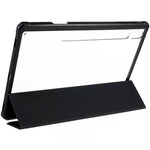 For Samsung Galaxy Tab S10+ / S9+ Skin-Touch Tri-Fold Stand Tablet  Case PU Leather TPU Acrylic Clear Tablet Cover