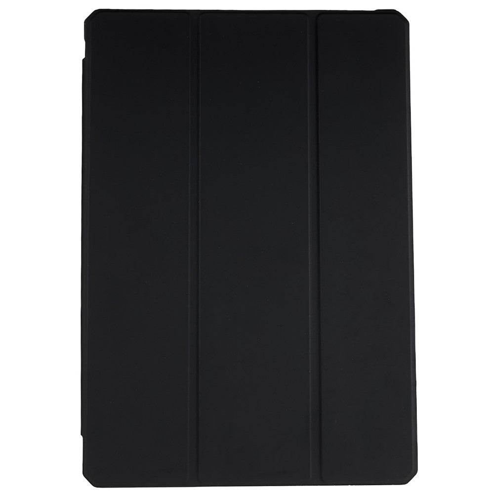 For Samsung Galaxy Tab S10+ / S9+ Skin-Touch Tri-Fold Stand Tablet  Case PU Leather TPU Acrylic Clear Tablet Cover
