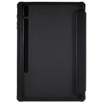 For Samsung Galaxy Tab S10+ / S9+ Skin-Touch Tri-Fold Stand Tablet  Case PU Leather TPU Acrylic Clear Tablet Cover