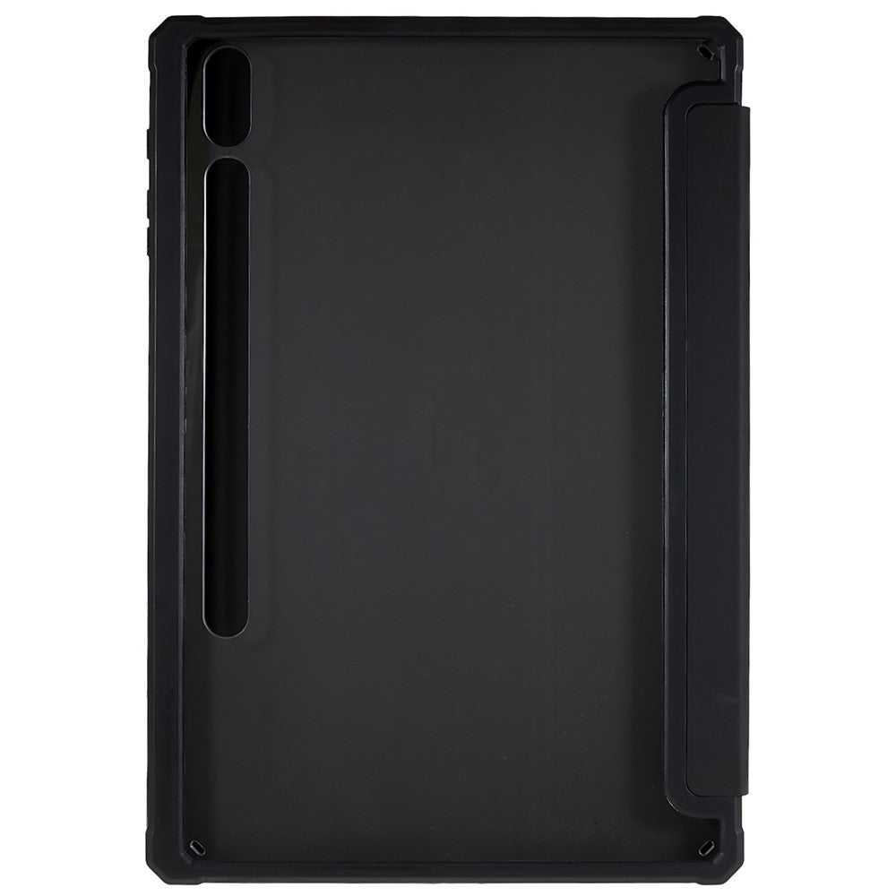 For Samsung Galaxy Tab S10+ / S9+ Skin-Touch Tri-Fold Stand Tablet  Case PU Leather TPU Acrylic Clear Tablet Cover