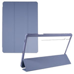 For Samsung Galaxy Tab S10+ / S9+ Skin-Touch Tri-Fold Stand Tablet  Case PU Leather TPU Acrylic Clear Tablet Cover
