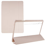 For Samsung Galaxy Tab S10+ / S9+ Skin-Touch Tri-Fold Stand Tablet  Case PU Leather TPU Acrylic Clear Tablet Cover