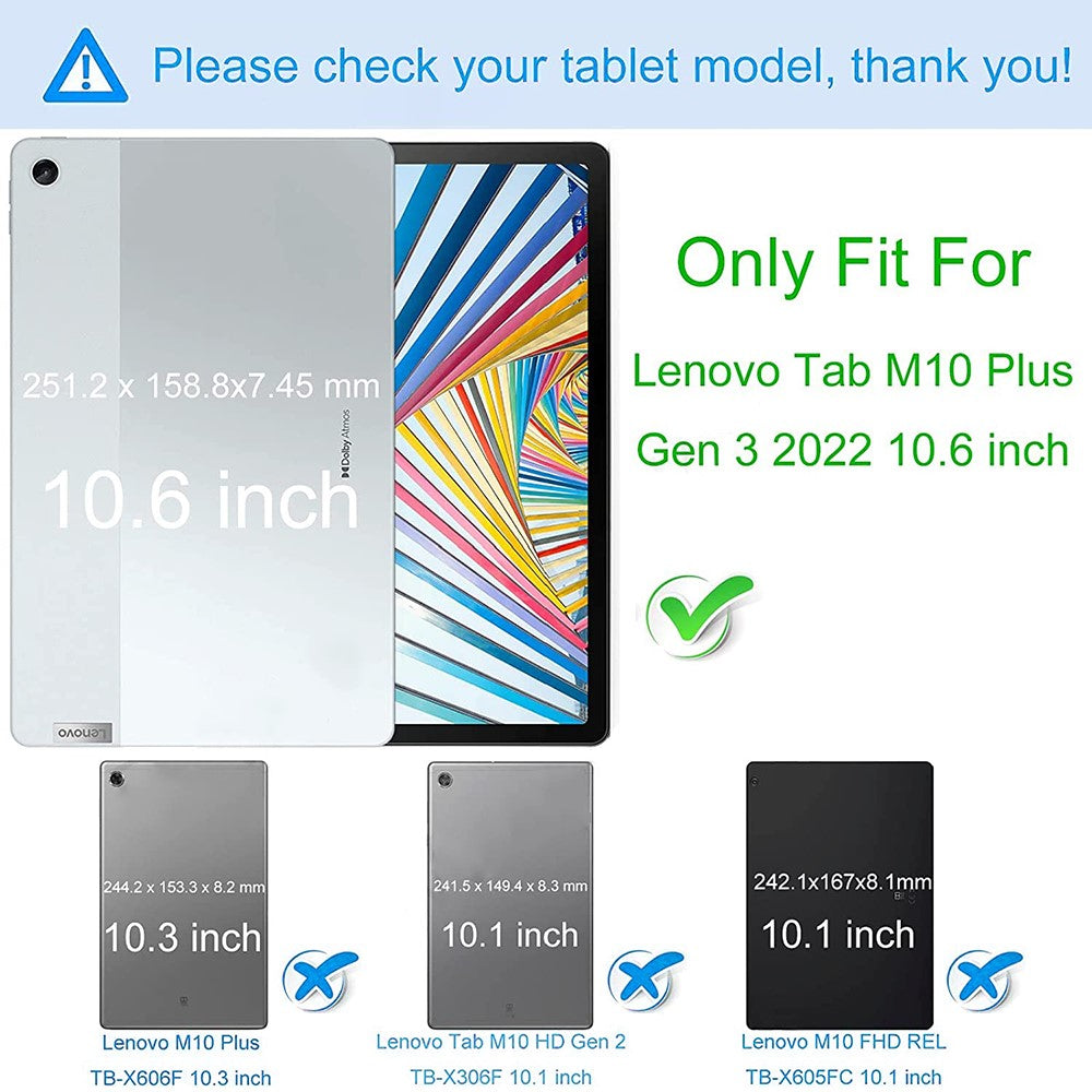 Lenovo Tab M10 Plus (3:e generationen) / Xiaoxin Pad 2022 10,6 tums skyddande surfplatta, förstärkta hörn, mjukt TPU, reptåligt transparent surfplattaskal