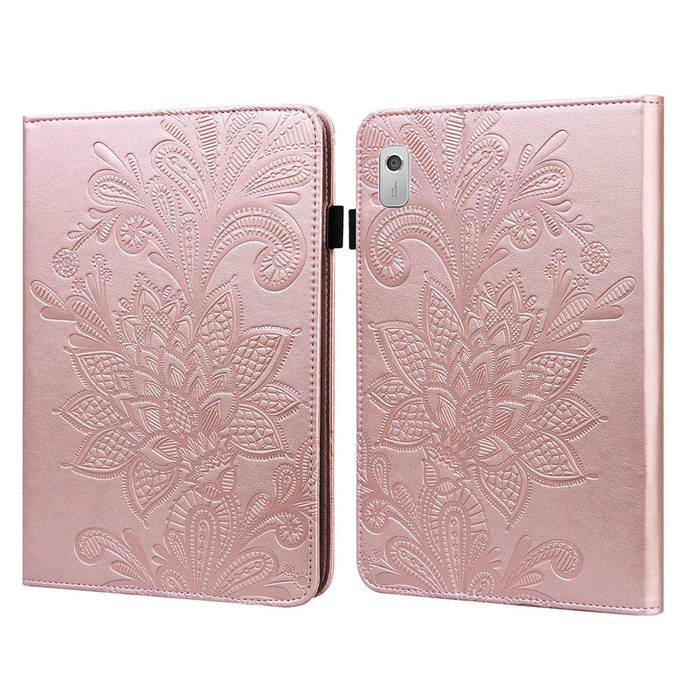 For Lenovo Tab M9 TB-310FU Flower Imprinting Tablet Cover PU Leather Stand Wallet Protective Case