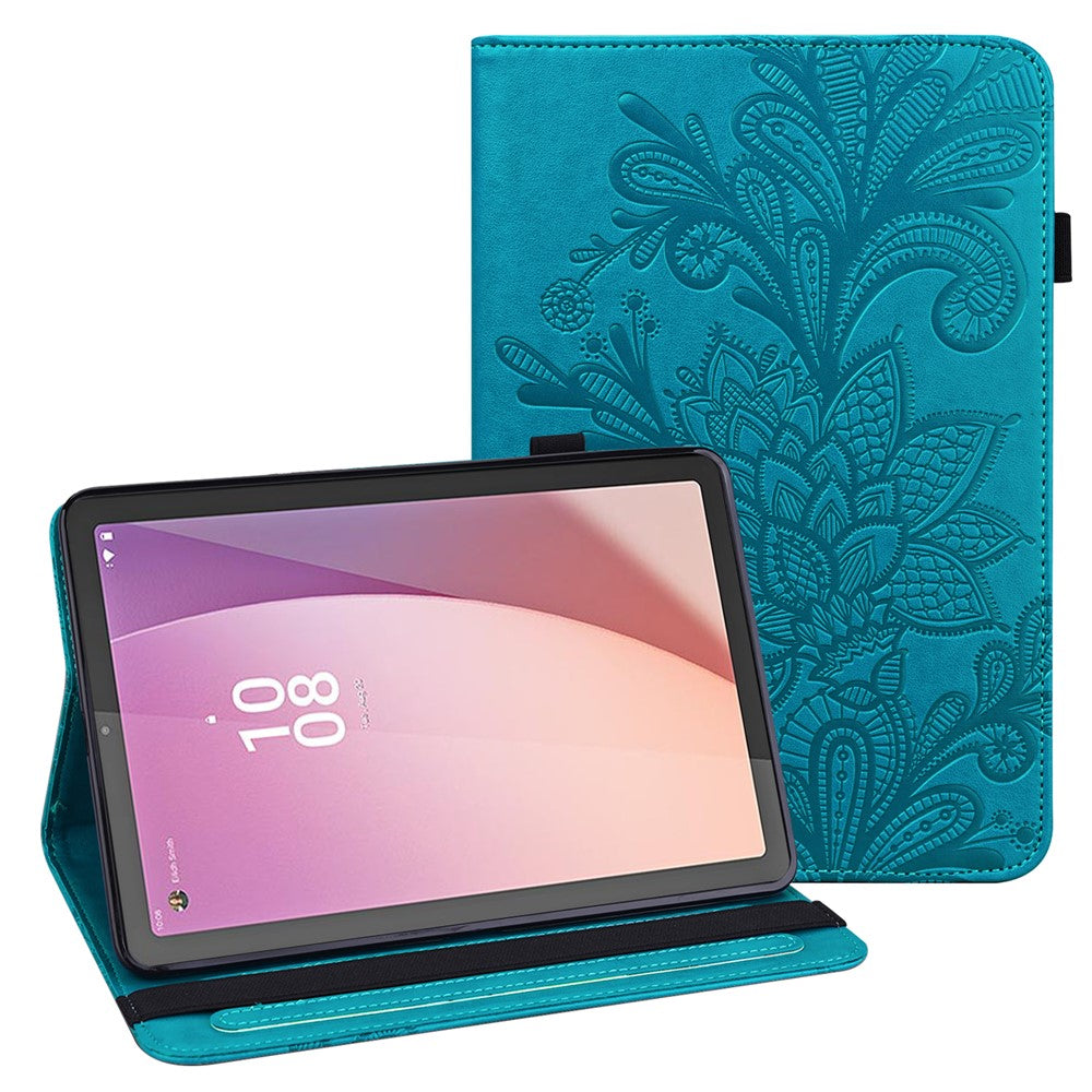 For Lenovo Tab M9 TB-310FU Flower Imprinting Tablet Cover PU Leather Stand Wallet Protective Case
