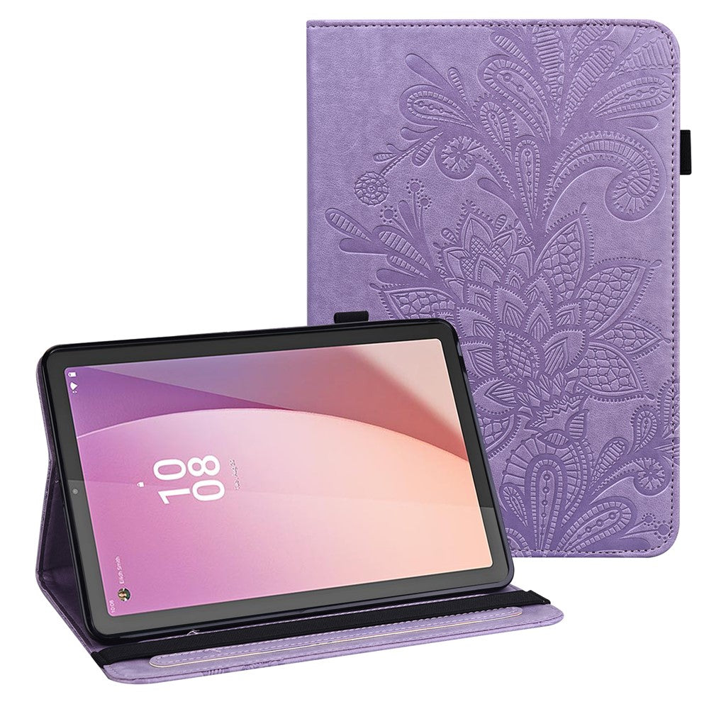 For Lenovo Tab M9 TB-310FU Flower Imprinting Tablet Cover PU Leather Stand Wallet Protective Case