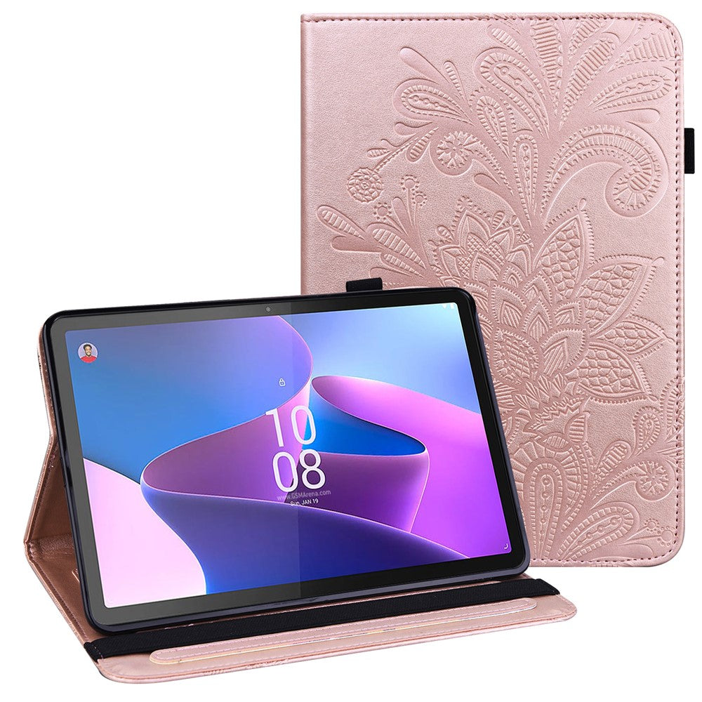 Lenovo Tab P11 Gen 2 Blommigt tryck Fallsäkert Surfplattafodral i PU-läder med stativ