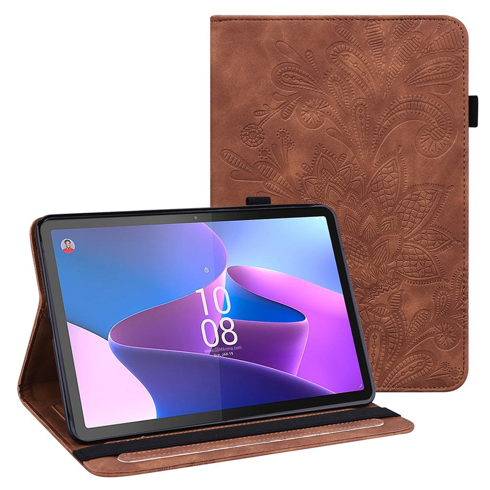 Lenovo Tab P11 Gen 2 Blommigt tryck Fallsäkert Surfplattafodral i PU-läder med stativ