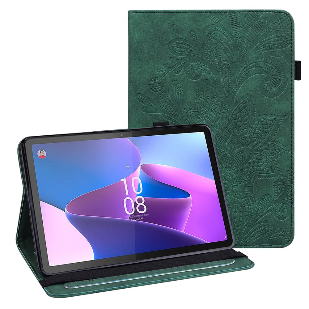 Lenovo Tab P11 Gen 2 Blommigt tryck Fallsäkert Surfplattafodral i PU-läder med stativ