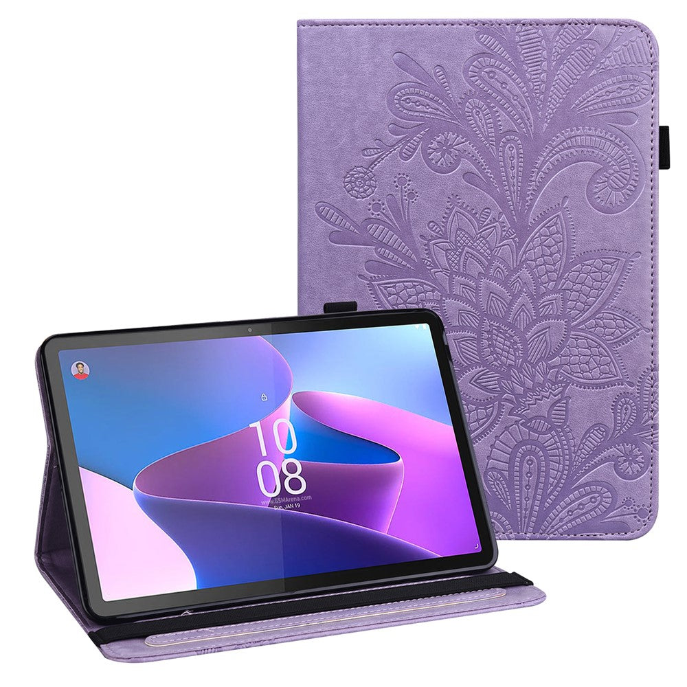 Lenovo Tab P11 Gen 2 Blommigt tryck Fallsäkert Surfplattafodral i PU-läder med stativ