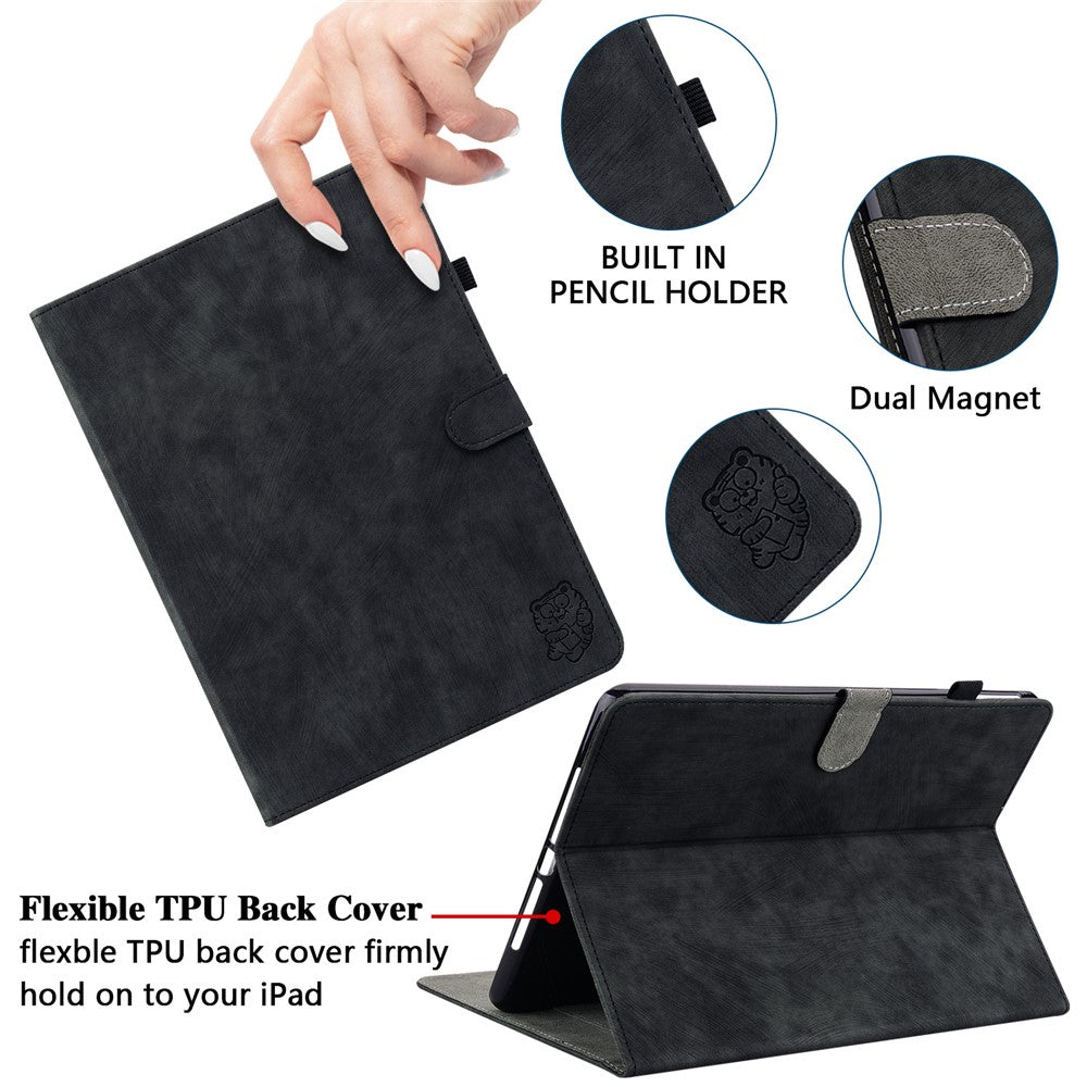 For Lenovo Tab P11 Gen 2 PU Leather Case Cute Tiger Pattern Stand Tablet Protective Sleeve Smart Cover