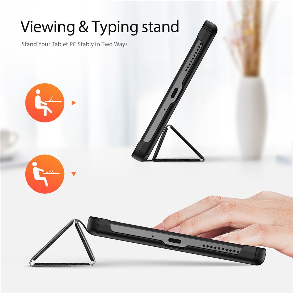 DUX DUCIS Domo-serien PU-läderfodral för Lenovo Tab M8 (4:e generationen) 2024 TB-301XU / M8 (4:e generationen) 2023 TB-300FU Trippelvikbart stativfodral