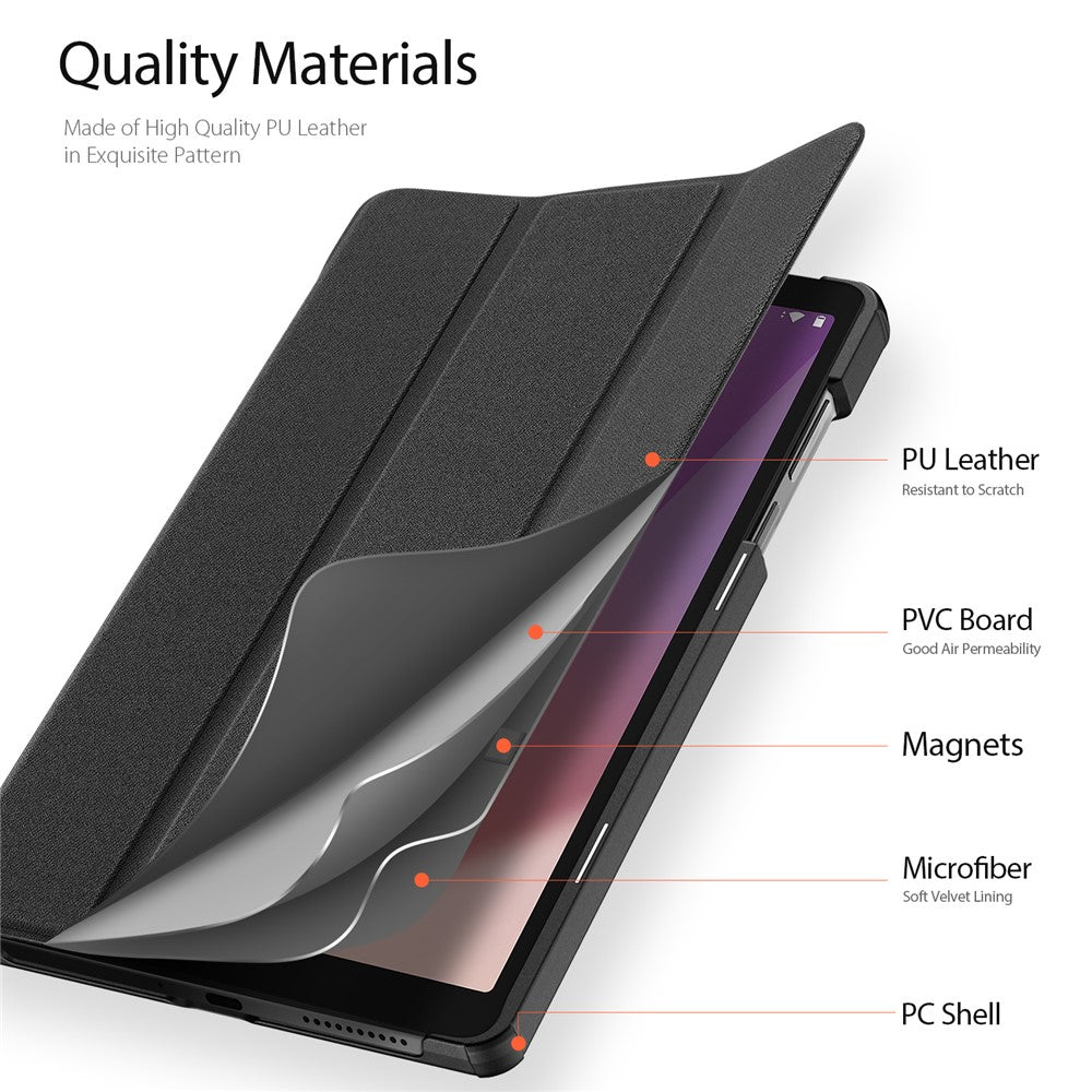 DUX DUCIS Domo-serien PU-läderfodral för Lenovo Tab M8 (4:e generationen) 2024 TB-301XU / M8 (4:e generationen) 2023 TB-300FU Trippelvikbart stativfodral