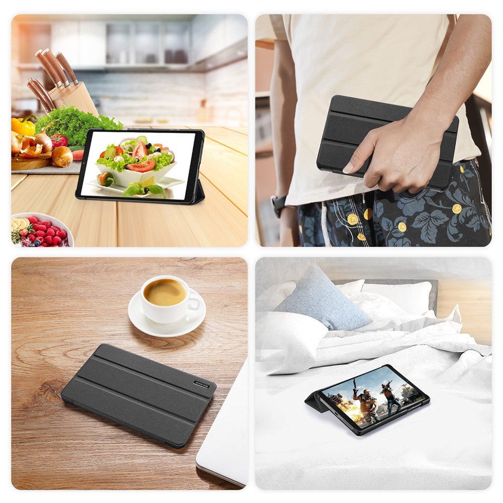 DUX DUCIS Domo-serien PU-läderfodral för Lenovo Tab M8 (4:e generationen) 2024 TB-301XU / M8 (4:e generationen) 2023 TB-300FU Trippelvikbart stativfodral