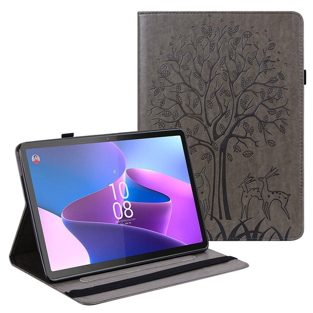 PU-läderfodral till Lenovo Tab P11 Gen 2 Skyddande fodral Trädhjort Präglat Stativfodral med Kortplatser