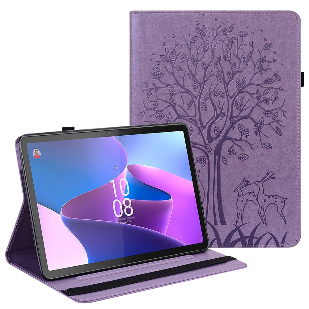 PU-läderfodral till Lenovo Tab P11 Gen 2 Skyddande fodral Trädhjort Präglat Stativfodral med Kortplatser
