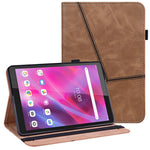 Lenovo Tab M8 (4. generation) 2024 TB-301XU / M8 (4. generation) 2023 TB-300FU, Line-præget læderetui til tablet med stativ, faldsikring og kortpladser